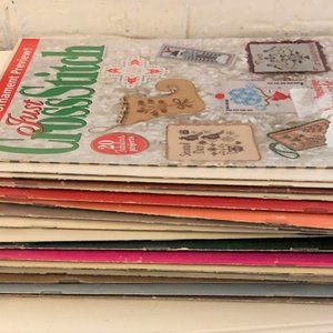 Huge Vintage Lot of 16 Just Cross Stitch Magazines _ Charts & Patterns